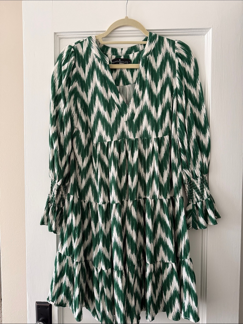 Pomander Place green and white dress - size small
